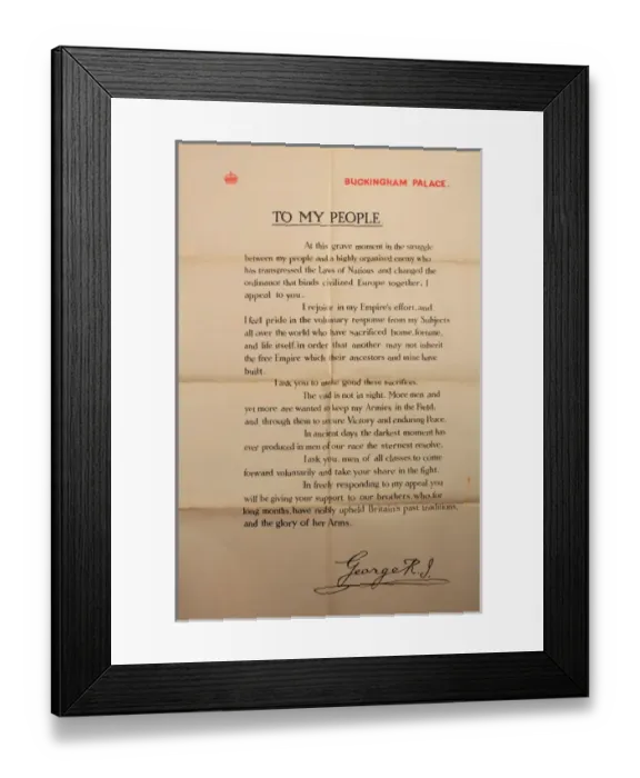Framed Print : WW1 - Letter form the King recruiting poster Framed Print : WW1 - Letter form the King recruiting poster