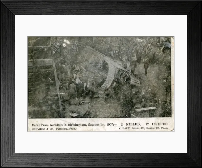 Framed Print : Tram Accident, Deritend - Camp Hill, Warwickshire` Framed Print : Tram Accident, Deritend - Camp Hill, Warwickshire`