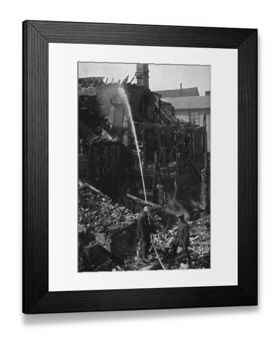 Framed Print : Ruined houses at Bury St Edmunds following air raid, 1915 Framed Print : Ruined houses at Bury St Edmunds following air raid, 1915