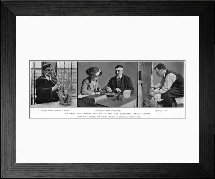 Framed Print : Soldiers & sailors blinded in war learning useful trades Framed Print : Soldiers & sailors blinded in war learning useful trades