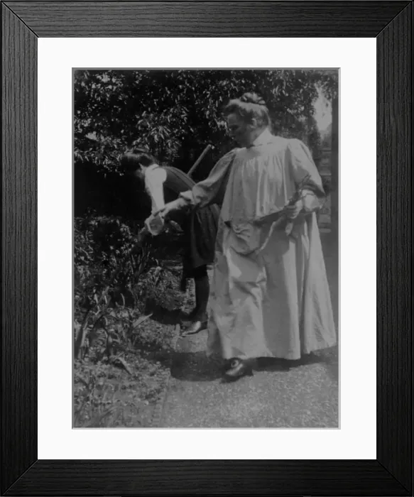 Framed Print : Student being instructed in gardening Framed Print : Student being instructed in gardening