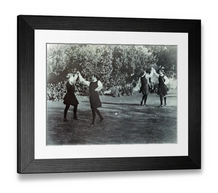 Framed Print : Four Seniors dancing in the garden Framed Print : Four Seniors dancing in the garden
