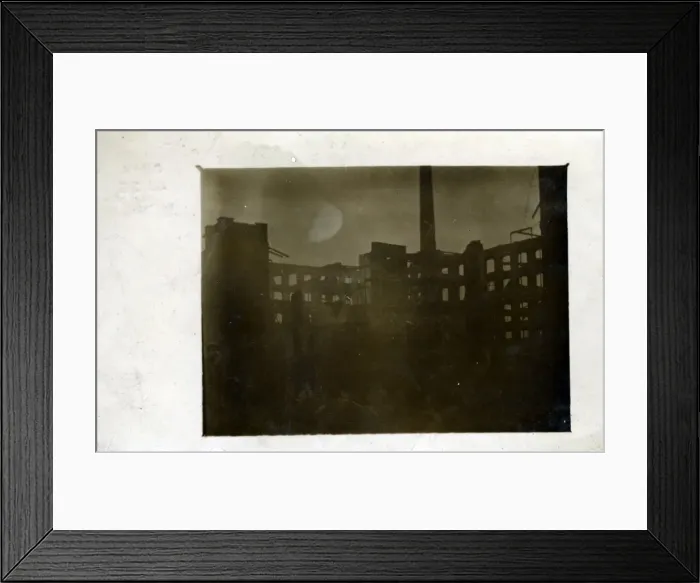 Framed Print : Fire-Damaged Mill, Oldham, Lancashire Framed Print : Fire-Damaged Mill, Oldham, Lancashire