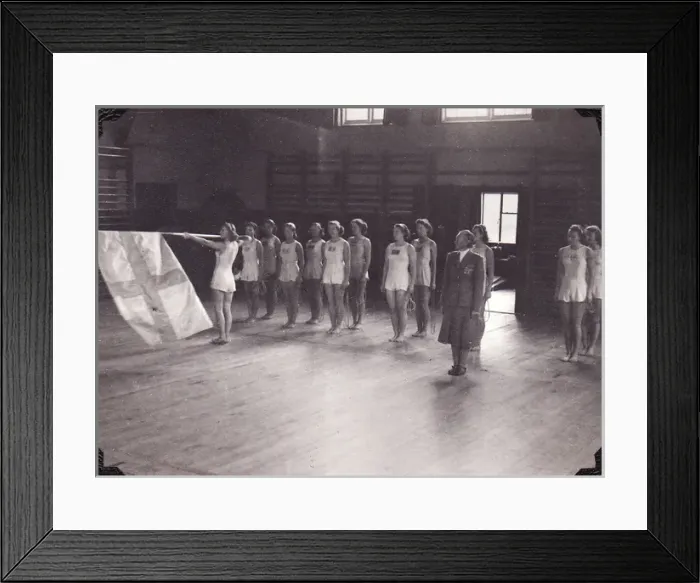 Framed Print : Swedish Gymnasts with flag in gym Framed Print : Swedish Gymnasts with flag in gym