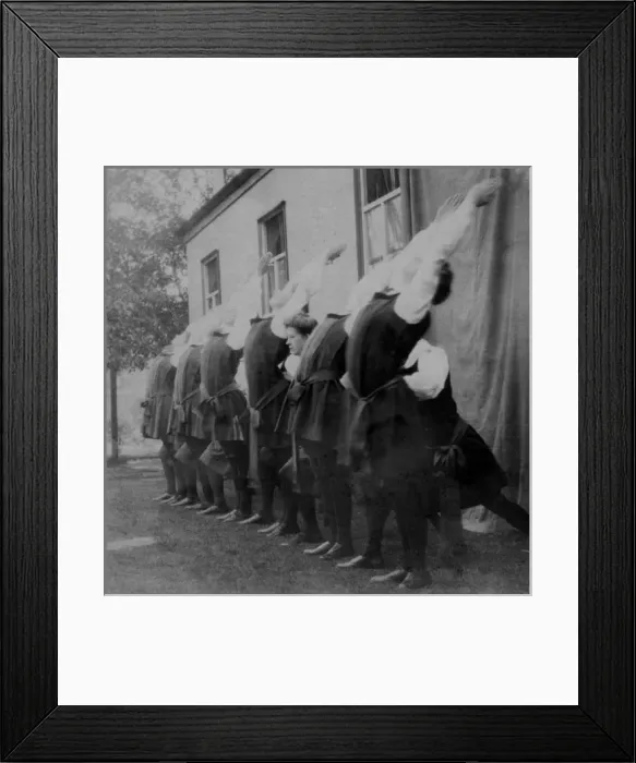 Framed Print : Students outside doing gym poses Framed Print : Students outside doing gym poses