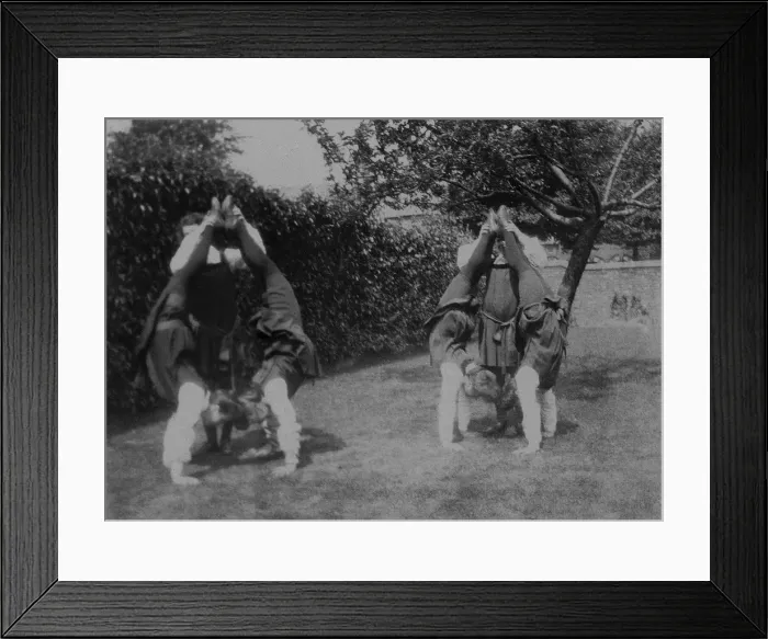 Framed Print : Student pairs doing handstands Framed Print : Student pairs doing handstands