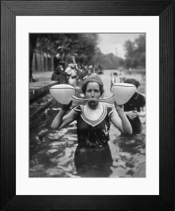 Framed Print : Student with water wings swimming and fashion Framed Print : Student with water wings swimming and fashion