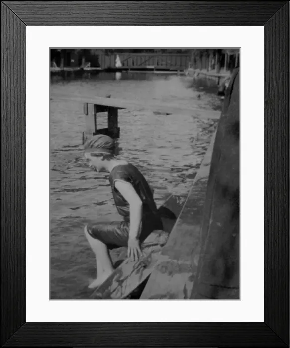 Framed Print : Swimmer at edge of Commercial Road Swimming Baths, Bedford Framed Print : Swimmer at edge of Commercial Road Swimming Baths, Bedford