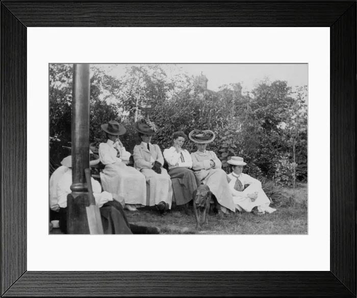 Framed Print : Sitting watching cricket in hats Framed Print : Sitting watching cricket in hats
