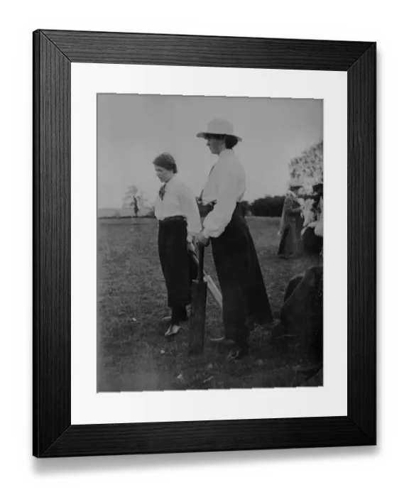 Framed Print : Women with cricket bats Framed Print : Women with cricket bats