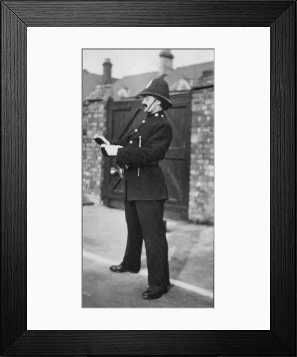 Framed Print : J M Barrie - A Kiss for Cinderella - policeman writing Framed Print : J M Barrie - A Kiss for Cinderella - policeman writing