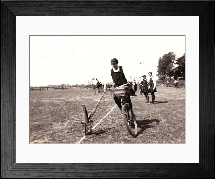 Framed Print : Possibly bicycle egg and spoon with lacrosse sticks Framed Print : Possibly bicycle egg and spoon with lacrosse sticks