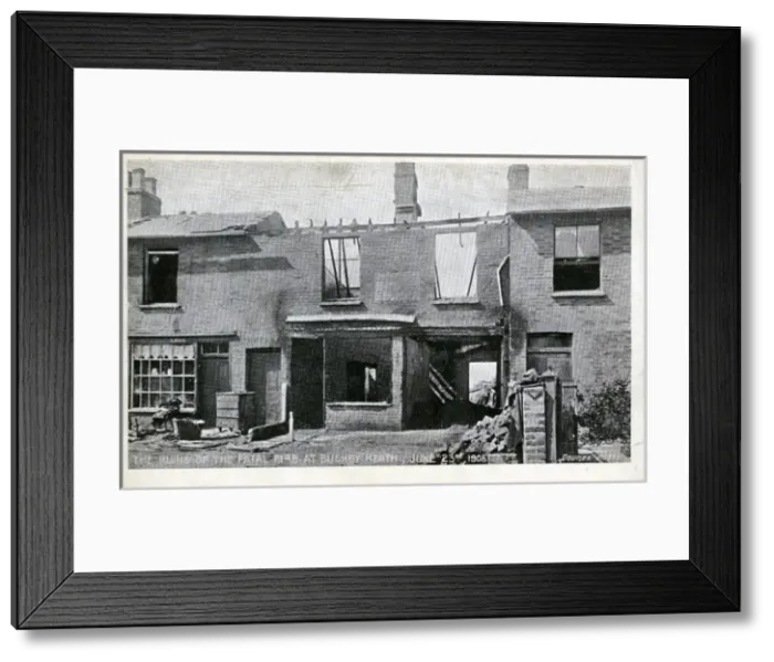 Framed Print : Ruins of Fatal Fire, Bushey Heath, Hertfordshire Framed Print : Ruins of Fatal Fire, Bushey Heath, Hertfordshire