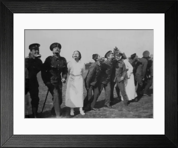 Framed Print : WW1 - Soldiers and nurses in Bun Race Framed Print : WW1 - Soldiers and nurses in Bun Race
