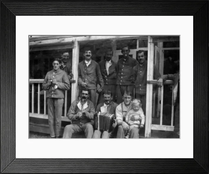 Framed Print : WW1 - KBH soldiers with musical instruments and child Framed Print : WW1 - KBH soldiers with musical instruments and child