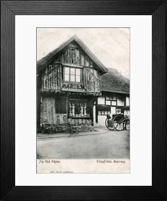 Framed Print : Shop - Premises G Faulkner - Butcher, Lingfield, Surrey Framed Print : Shop - Premises G Faulkner - Butcher, Lingfield, Surrey