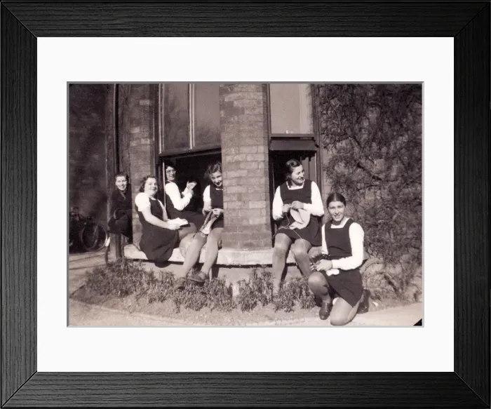 Framed Print : Group sitting at open bay window Framed Print : Group sitting at open bay window