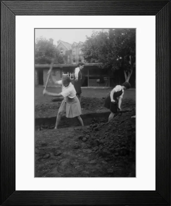 Framed Print : WW2 - Munich crisis - students digging trench at Lansdowne Framed Print : WW2 - Munich crisis - students digging trench at Lansdowne