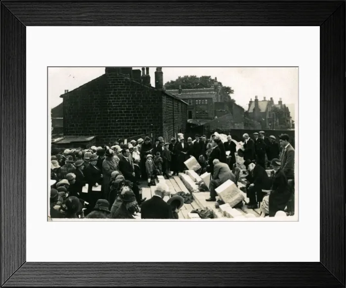 Framed Print : Laying of Commemoration Stone, Thought to be Keighley Area Framed Print : Laying of Commemoration Stone, Thought to be Keighley Area