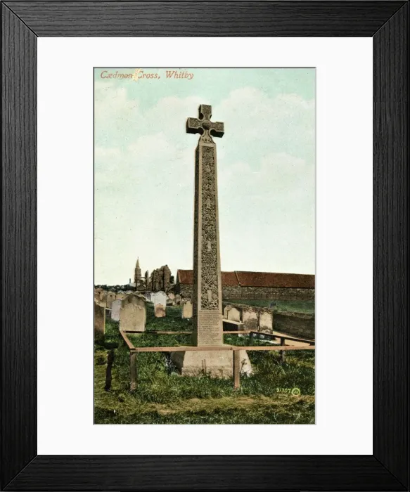 Framed Print : Parish Church, Caedmon Cross, Whitby, Yorkshire Framed Print : Parish Church, Caedmon Cross, Whitby, Yorkshire