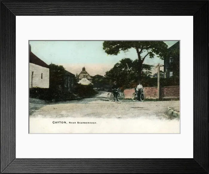Framed Print : Street & Cyclists, Cayton, Yorkshire Framed Print : Street & Cyclists, Cayton, Yorkshire