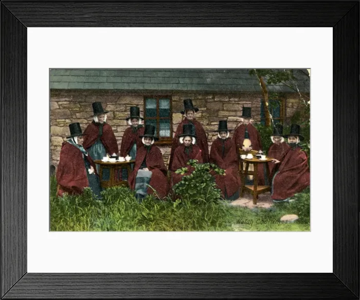 Framed Print : Tea Party of Women in Welsh Costumes Framed Print : Tea Party of Women in Welsh Costumes