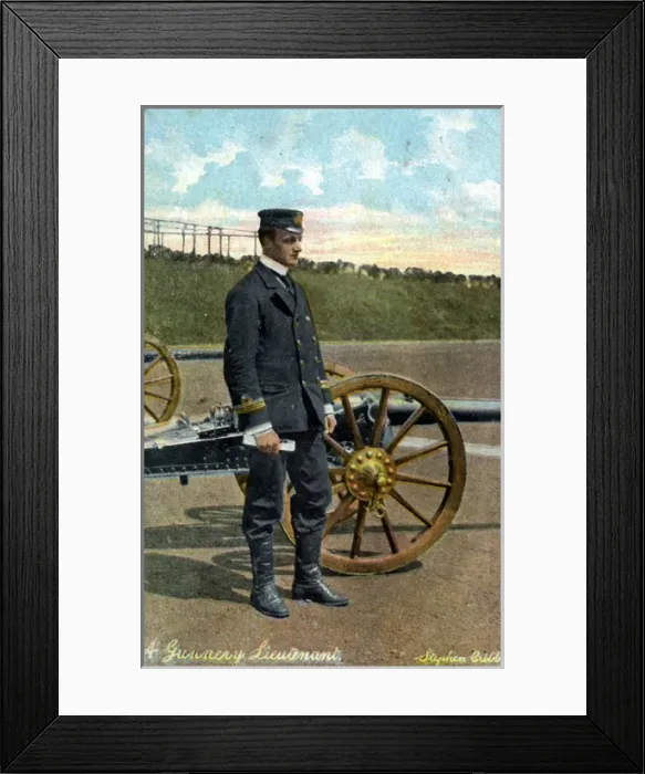 Framed Print : A Guernsey Lieutenant with Cannon, Channel Islands Framed Print : A Guernsey Lieutenant with Cannon, Channel Islands