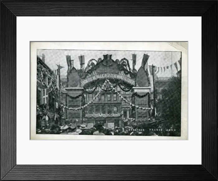 Framed Print : Bedstead Trades Arch during the Royal Visit, Birmingham Framed Print : Bedstead Trades Arch during the Royal Visit, Birmingham