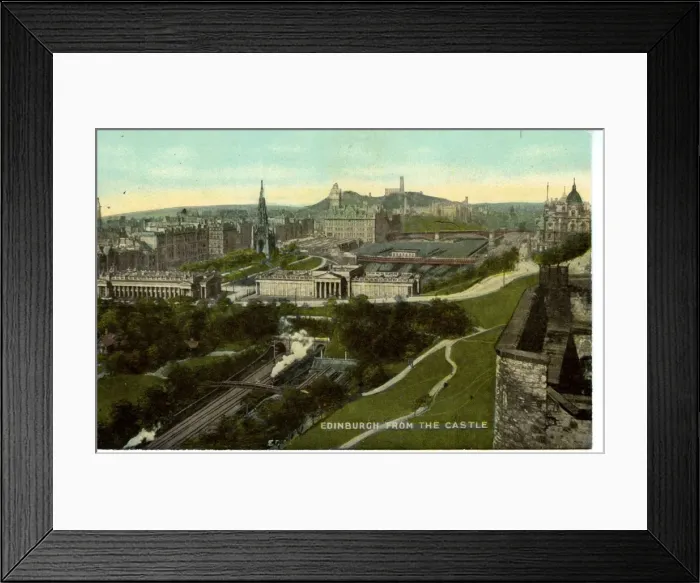 Framed Print : View from Castle with Railway, Edinburgh, Midlothian Framed Print : View from Castle with Railway, Edinburgh, Midlothian