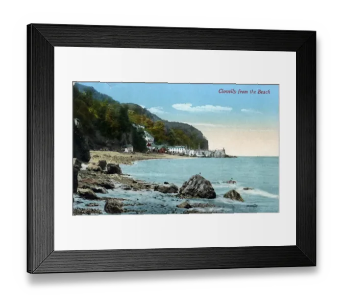 Framed Print : View from Beach, Clovelly, Devon Framed Print : View from Beach, Clovelly, Devon