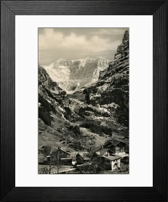 Framed Print : General View of Mountains & Village, Grindelwald, Fiescherta Framed Print : General View of Mountains & Village, Grindelwald, Fiescherta