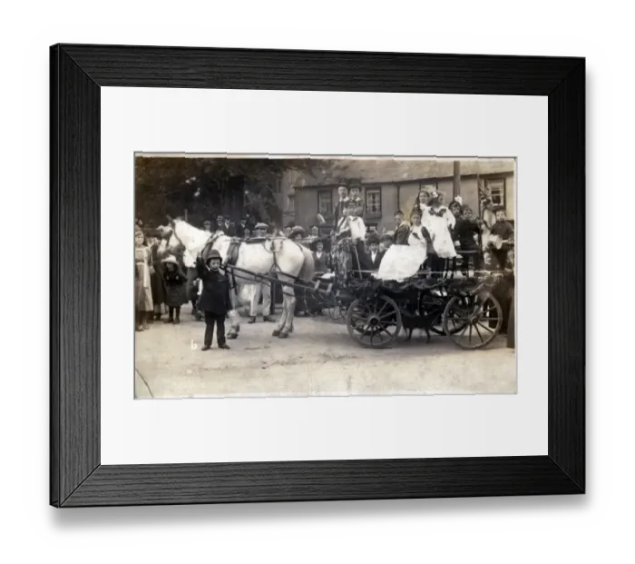 Framed Print : Children on Horse-drawn Carnival Float, Unknown Location Framed Print : Children on Horse-drawn Carnival Float, Unknown Location