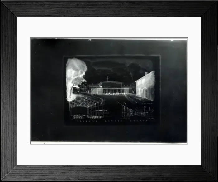 Framed Print : Architects Drawing Negative - Plans for Christ Church Framed Print : Architects Drawing Negative - Plans for Christ Church