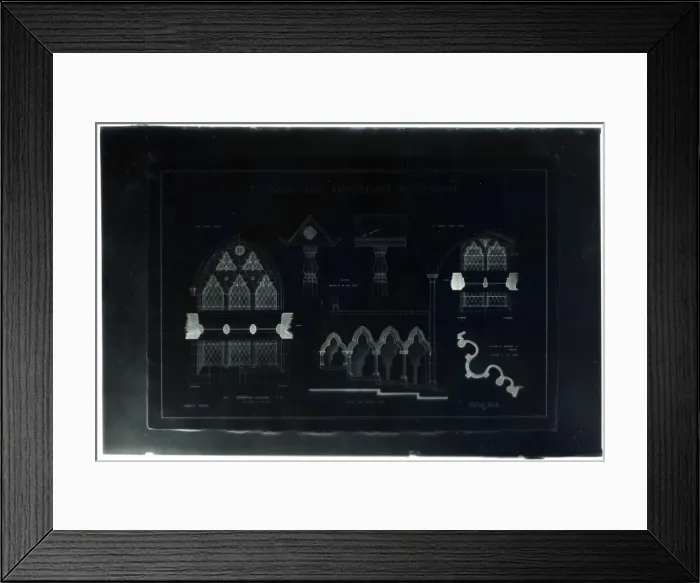 Framed Print : Architects Drawing - Plans for St John the Evangelist Churc Framed Print : Architects Drawing - Plans for St John the Evangelist Churc