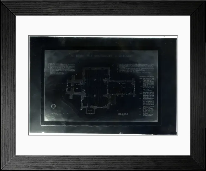 Framed Print : Architects Drawing - Plans for St John the Evangelist Churc Framed Print : Architects Drawing - Plans for St John the Evangelist Churc
