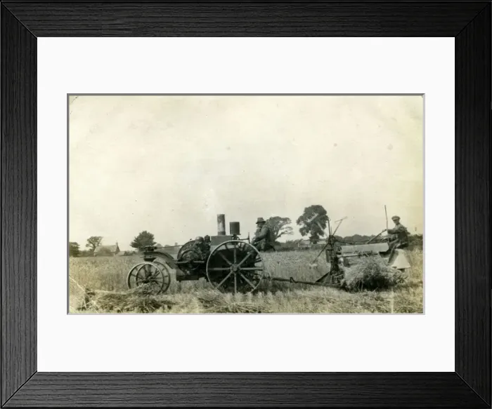 Framed Print : Very Early Tractor & Harvester, Unknown Location Framed Print : Very Early Tractor & Harvester, Unknown Location