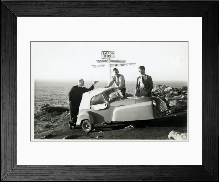 Framed Print : Bond Car Vintage  /  Classic, Lands End, Penzance, England