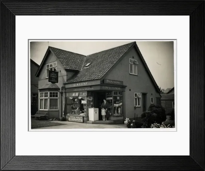 Framed Print : Green Parrot Tea Gardens & G. Keen Grocer & Draper Framed Print : Green Parrot Tea Gardens & G. Keen Grocer & Draper