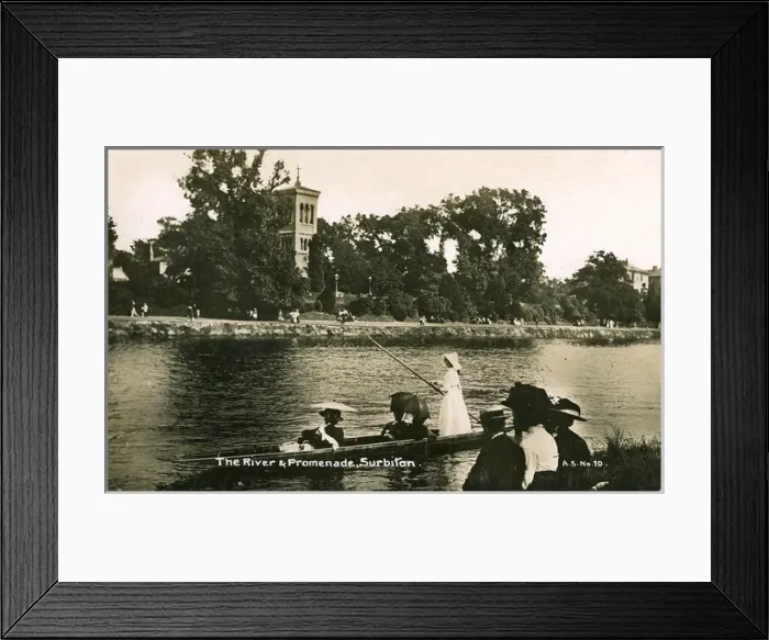 Framed Print : River & Promenade, Surbiton, London Framed Print : River & Promenade, Surbiton, London