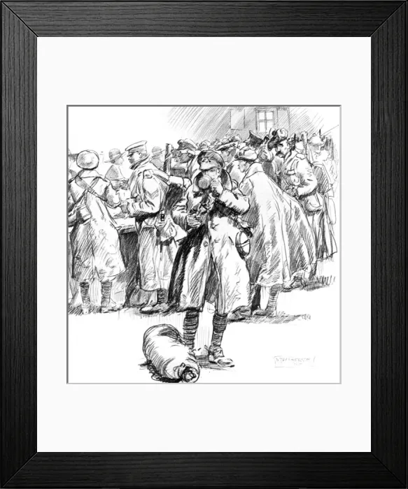 Framed Print : Mug of cocoa at Victoria Station, London, WW1 Framed Print : Mug of cocoa at Victoria Station, London, WW1