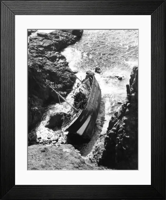 Framed Print : French fishing boat wrecked, Dollar Cove, Lands End Framed Print : French fishing boat wrecked, Dollar Cove, Lands End