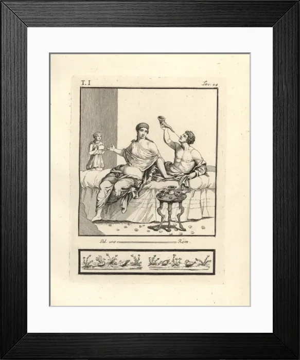 Framed Print : A curious bed scene excavated in Resina Framed Print : A curious bed scene excavated in Resina