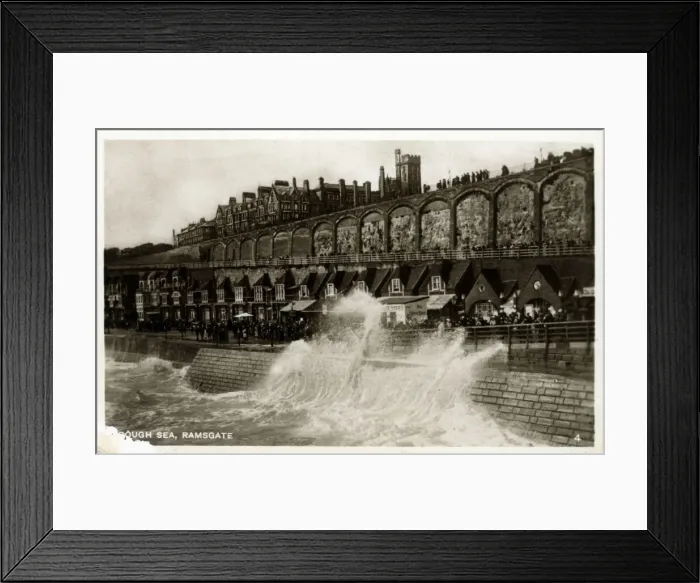 Framed Print : Seafront in Rough Sea, Ramsgate, Kent