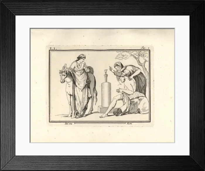 Framed Print : Wall painting that may show Rhea deceiving Saturn Framed Print : Wall painting that may show Rhea deceiving Saturn