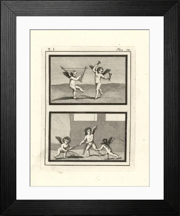 Framed Print : Cupids or genii playing music and games Framed Print : Cupids or genii playing music and games