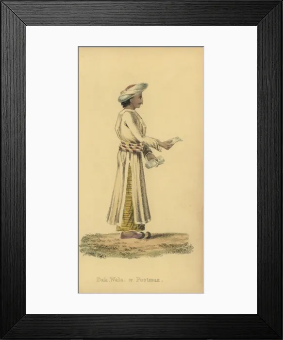 Framed Print : Dauk wala or Indian postman, in uniform, turban Framed Print : Dauk wala or Indian postman, in uniform, turban