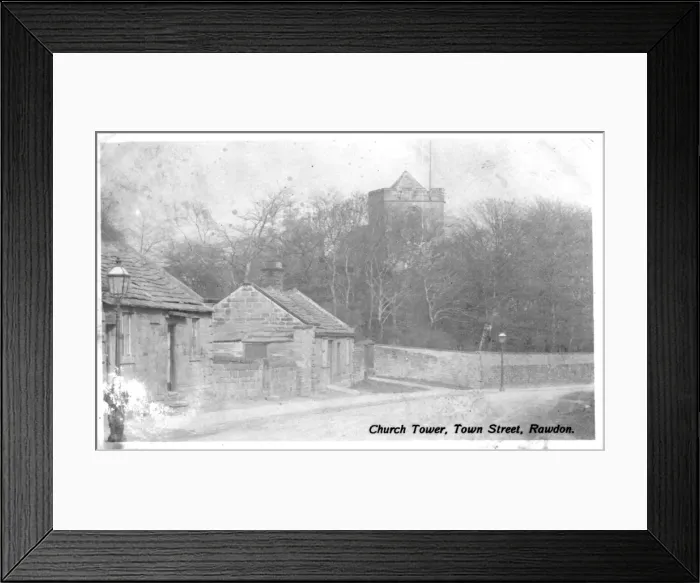 Framed Print : Church Tower & Town Street, Rawdon, Yorkshire Framed Print : Church Tower & Town Street, Rawdon, Yorkshire