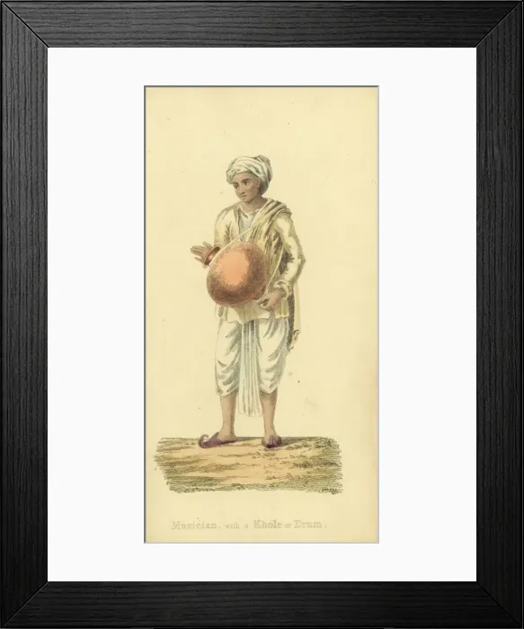 Framed Print : Indian musician with khol drum Framed Print : Indian musician with khol drum