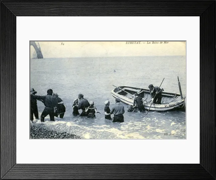 Framed Print : Sea Bathing, Etretat, Normandy Framed Print : Sea Bathing, Etretat, Normandy