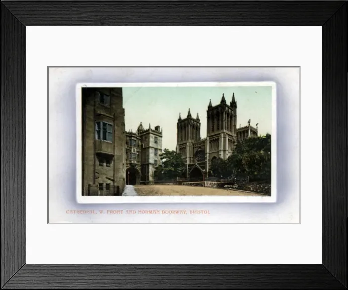Framed Print : Cathedral - West Front & Norman Doorway, Bristol, Bristol Co Framed Print : Cathedral - West Front & Norman Doorway, Bristol, Bristol Co